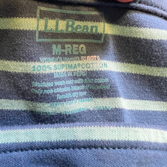 L.L. Bean 100% Pima Cotton Square Neck Long Sleeve Top Blue Turquoise Stripe MED - Picture 5 of 6